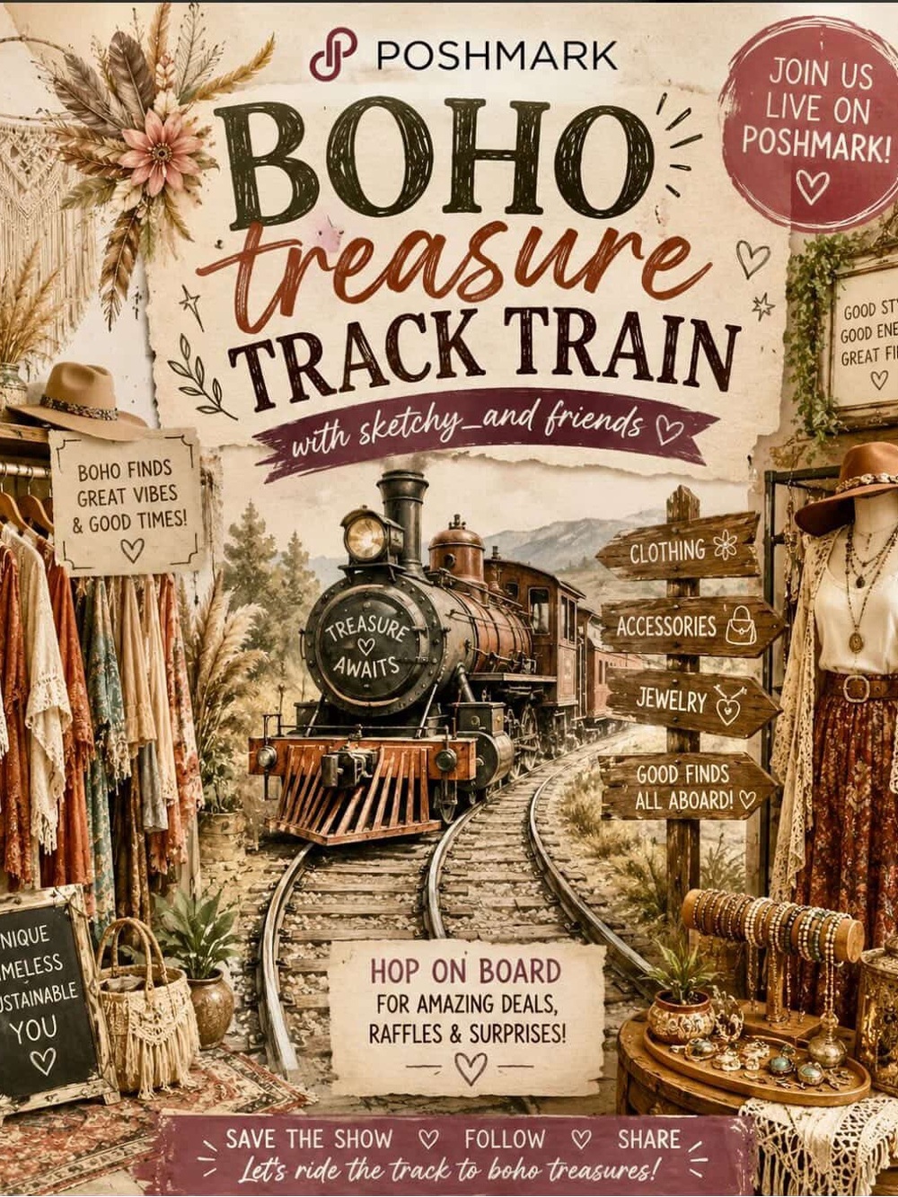 Boho Treasure Track Train - June 26th - 6 PM EST - Picture 1 of 1